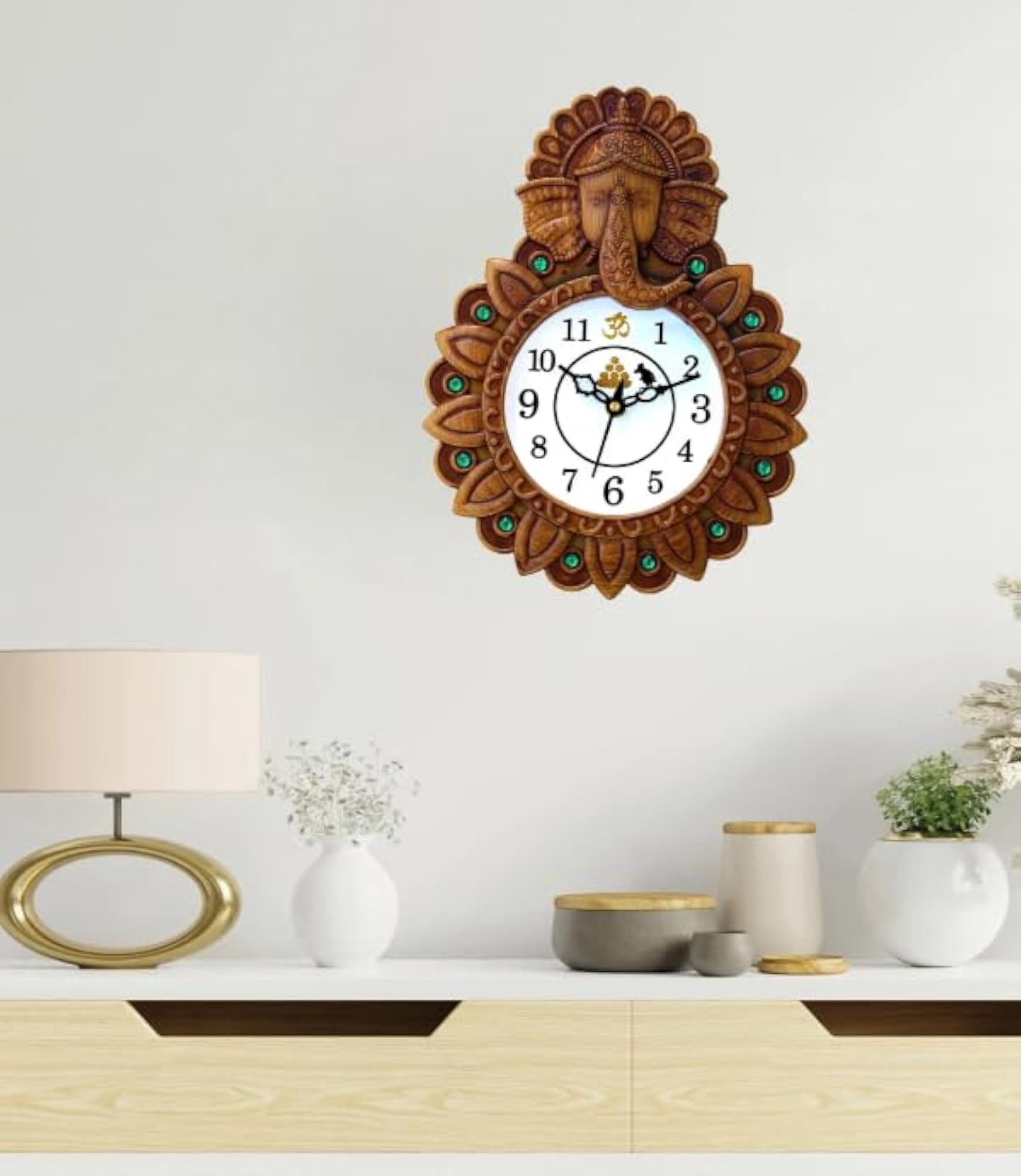 Ganesh Clock with Decorative Plastic Frame